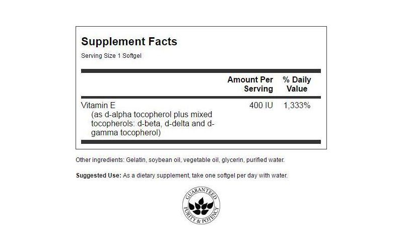 Swanson Vitamin E Mixed Tocopherols 400 Iu 250 Softgels