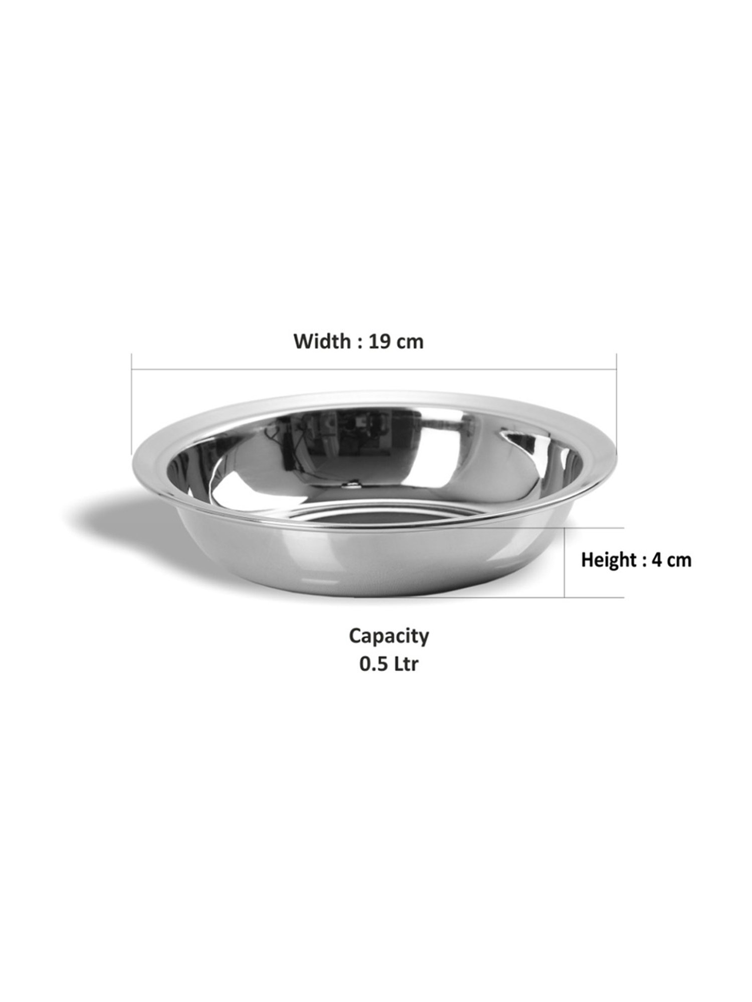 Sumeet S.S. Heavy Gauge Multi Utility Serving Plates with Mirror Finish 19cm Dia-Set of 3pc