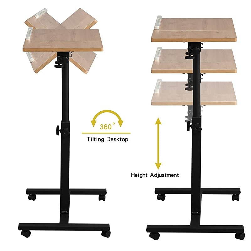 Laptop Table Lap Desk for Laptop Cart Tilting Overbed Bedside Table Overbed Desk Overbed Table with Wheels Adjustable Laptop Stand Sofa Side Table