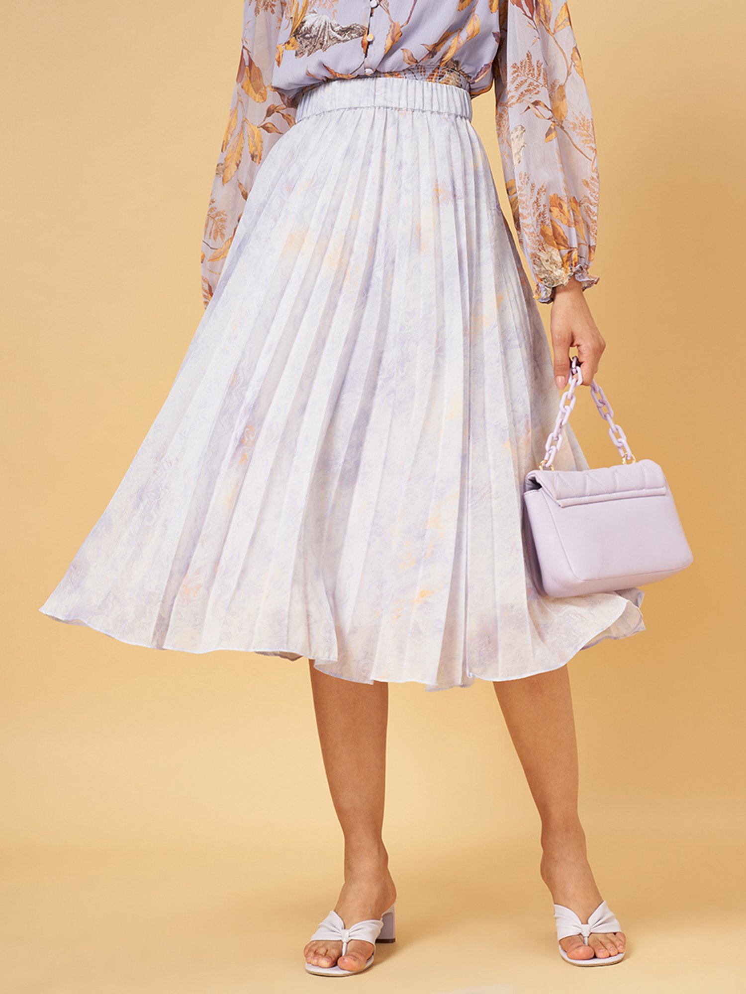 Honey by Pantaloons Purple Printed A-Line Skirt