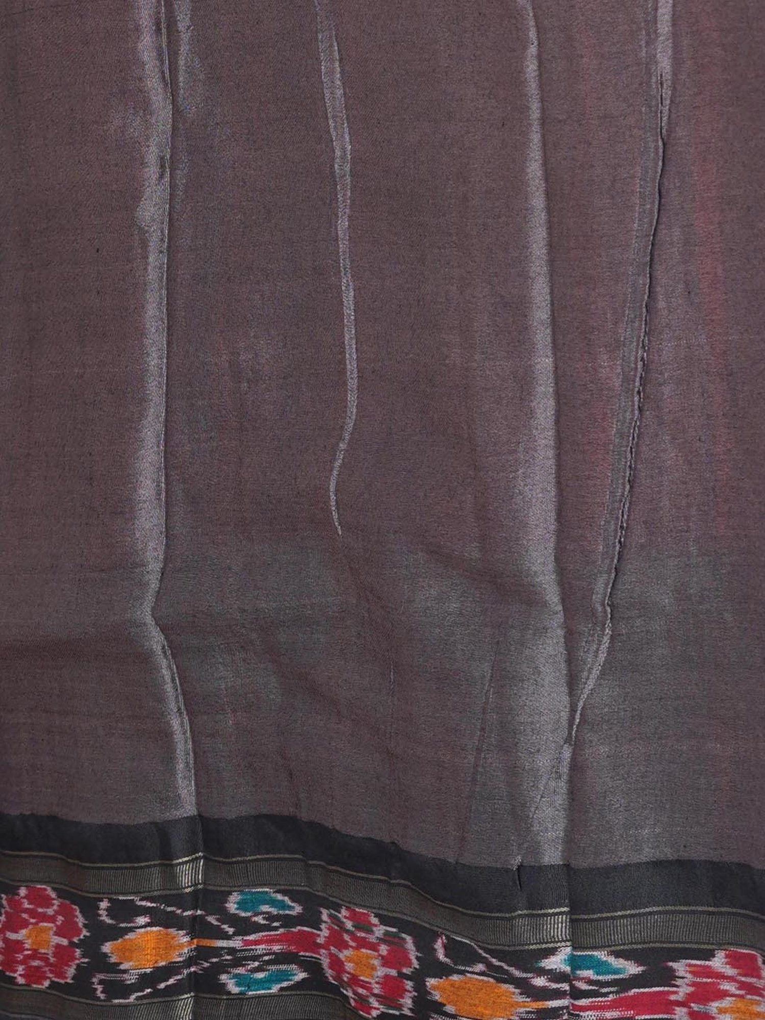 Unnati Silks Red & Grey Silk Printed Saree With Unstitched Blouse