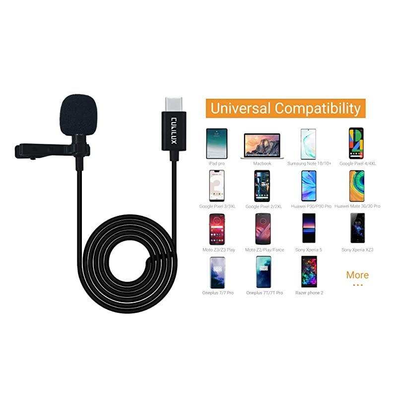 USB Type C Lavalier Microphone for 20182019 iPad Pro MacBook Clip On Lapel MIC for Recording Interviewing External MIC for Pixel 4 3 2 XL Samsung Galaxy Note 10 S10 Moto Z4 Z3 and More
