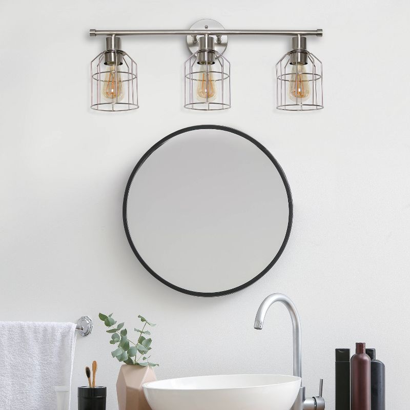 3-Light Industrial Wired Vanity Pendant Brushed Nickel - Lalia Home