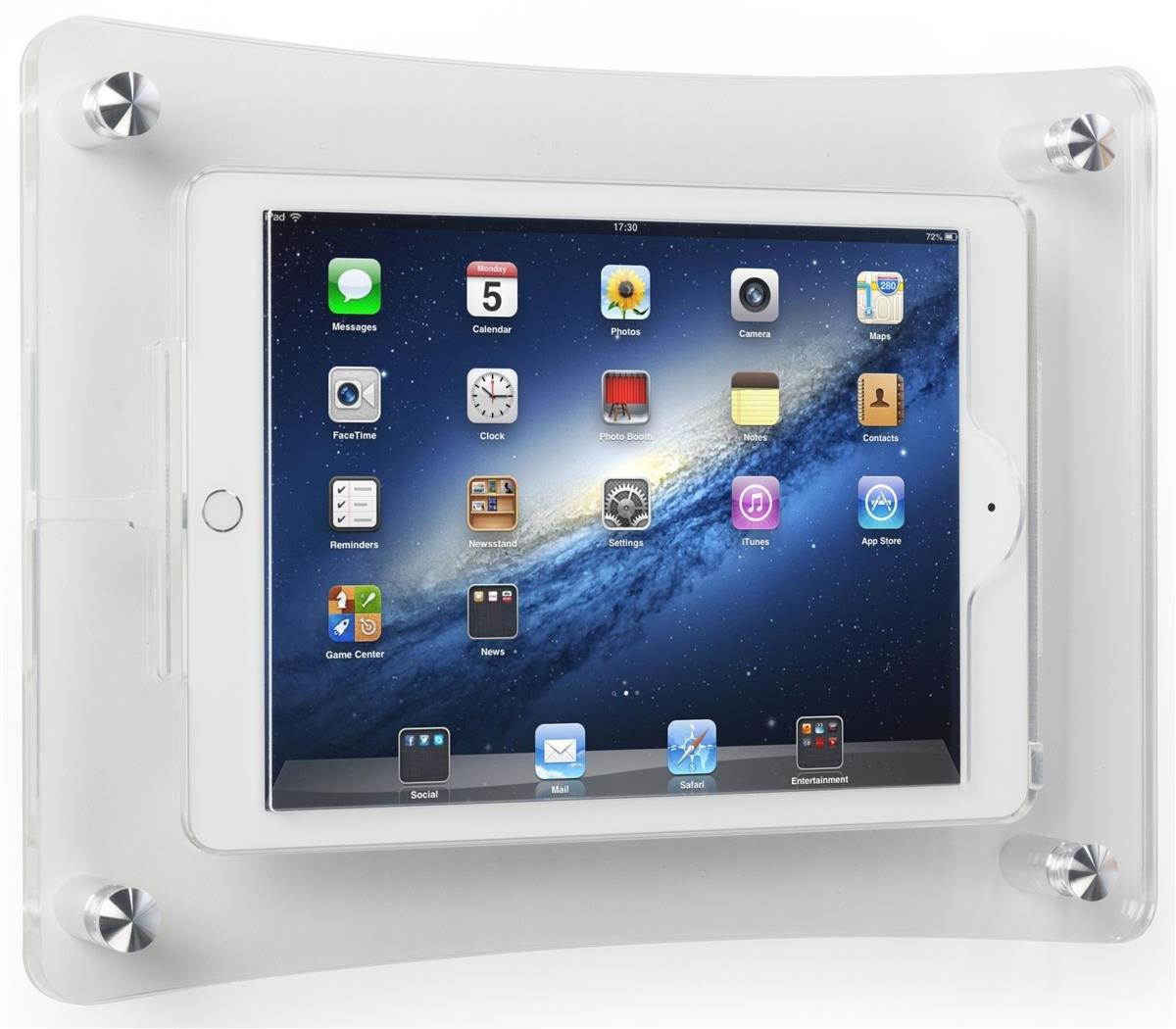 Displays2go iPad Air Presentation Stands with Wall Mount, Secure Enclosure, Acrylic Construction, Hands-Free Design &ndash; Clear (ICASEWM)