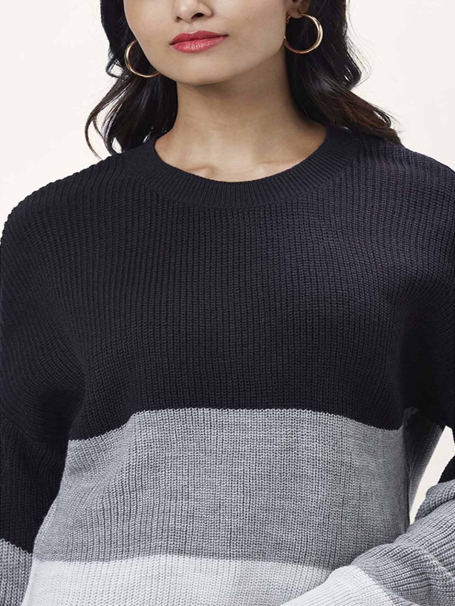 Honey by Pantaloons Navy Color-Block Sweater