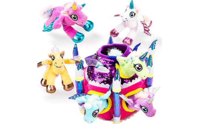Play-Act Unicorn Castle Plush Toys, 6 Pack