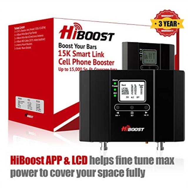 HiBoost Home 15K Smart Link Cell Phone Signal Booster - Coverage upto 15000 sq ft. - F20G-5S-BTW