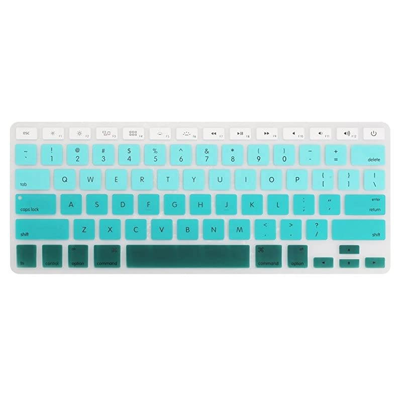 Silicone Keyboard Cover DustProof Washable Skin Gel Keyboard Protector for Old MacBook Pro 13 15 17 Air 13 2015 or Older Version iMac and Air 13iMac Wireless Keyboard Ombre Turquoise