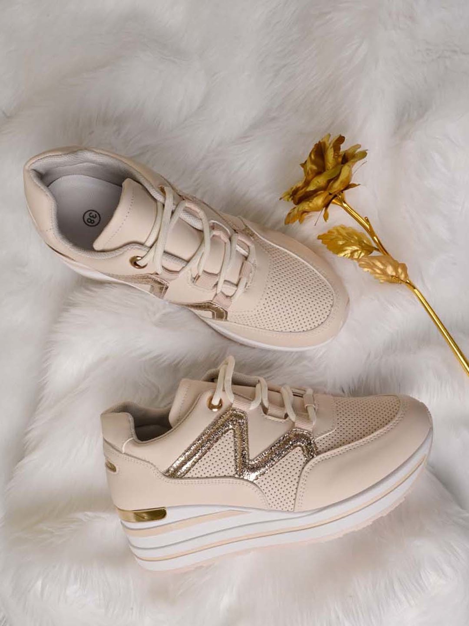 Jove Women's Beige Casual Sneakers