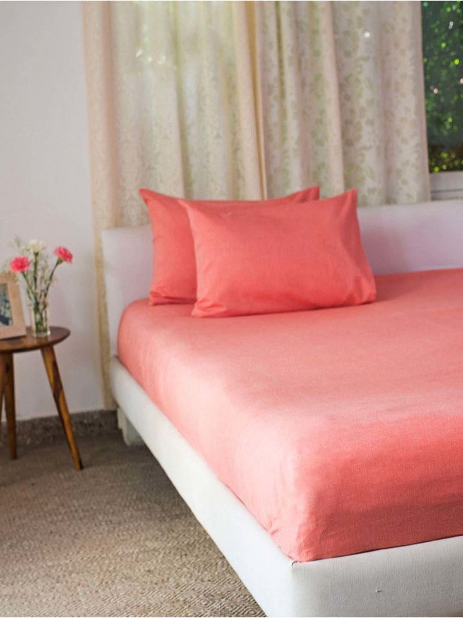 Fabindia Coral Cotton 92 TC Single Bed Sheet With Pillow Cover