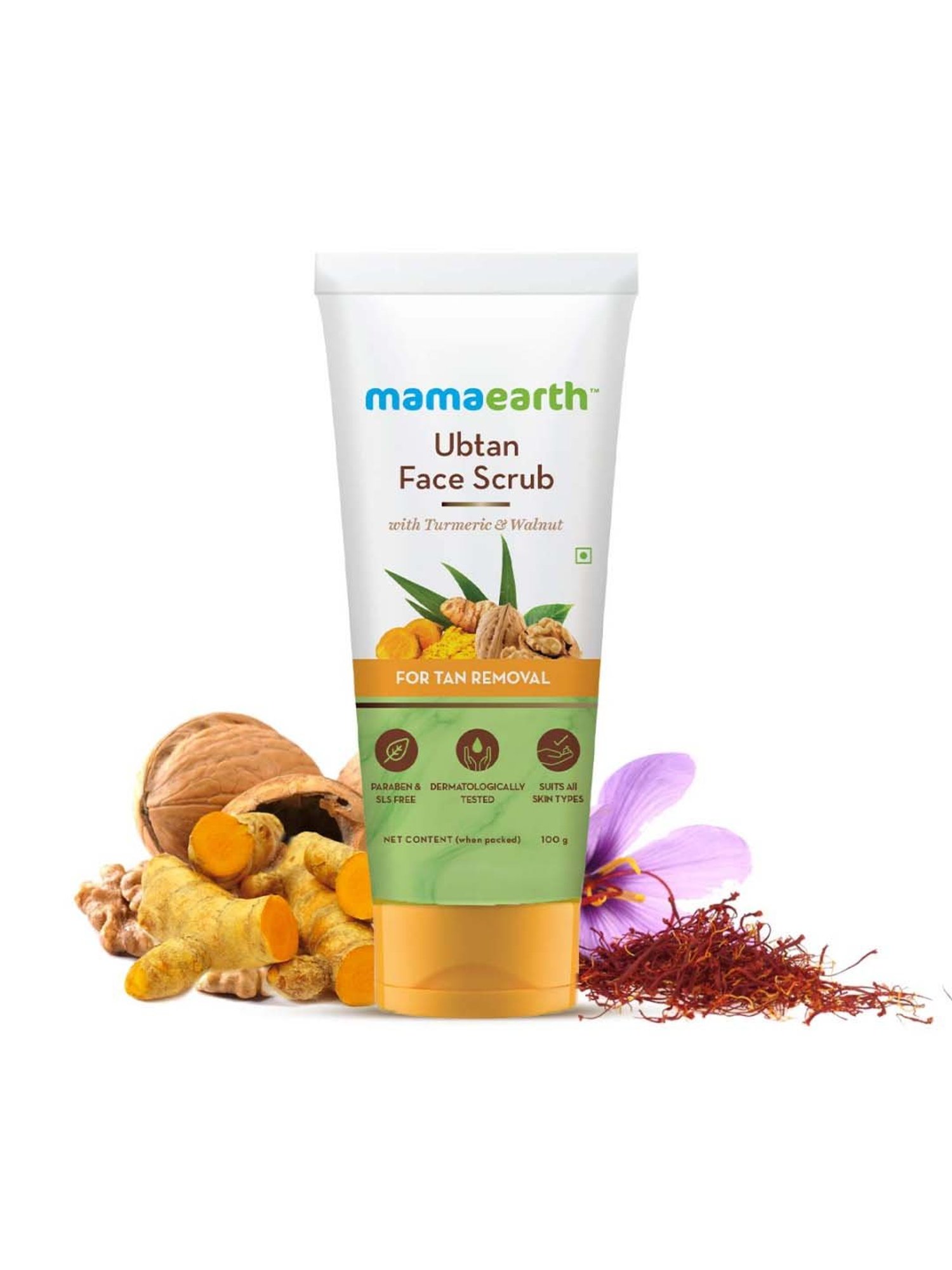 Mamaearth Ubtan Turmeric & Walnut Scrub - 100 gm