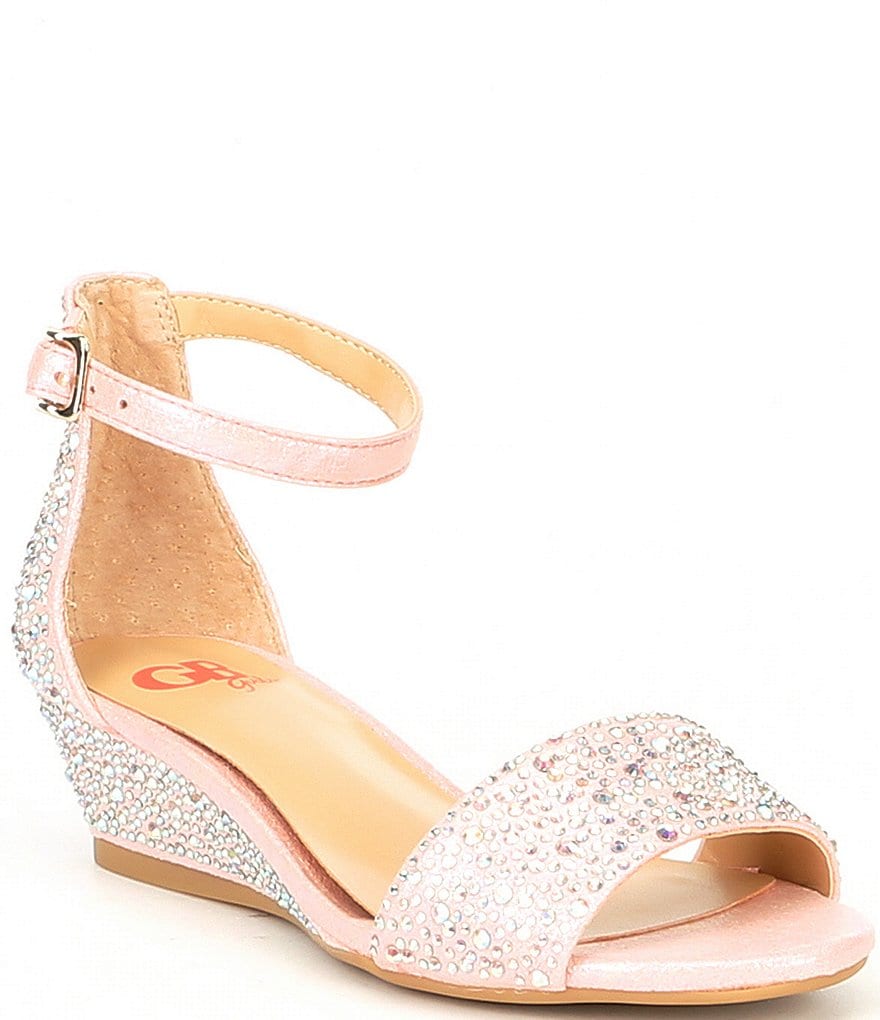 GB Girls' Maxy-Girl Rhinestone Detail Ankle Strap Wedges (Toddler)