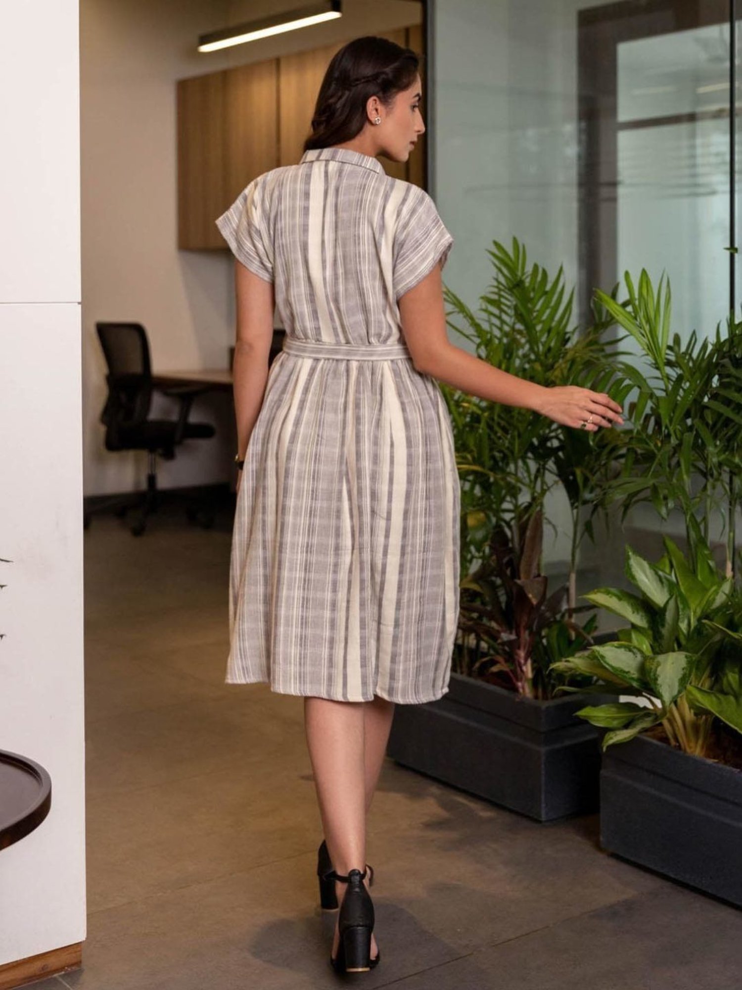 BInfinite Grey Cosmo Striped Dress