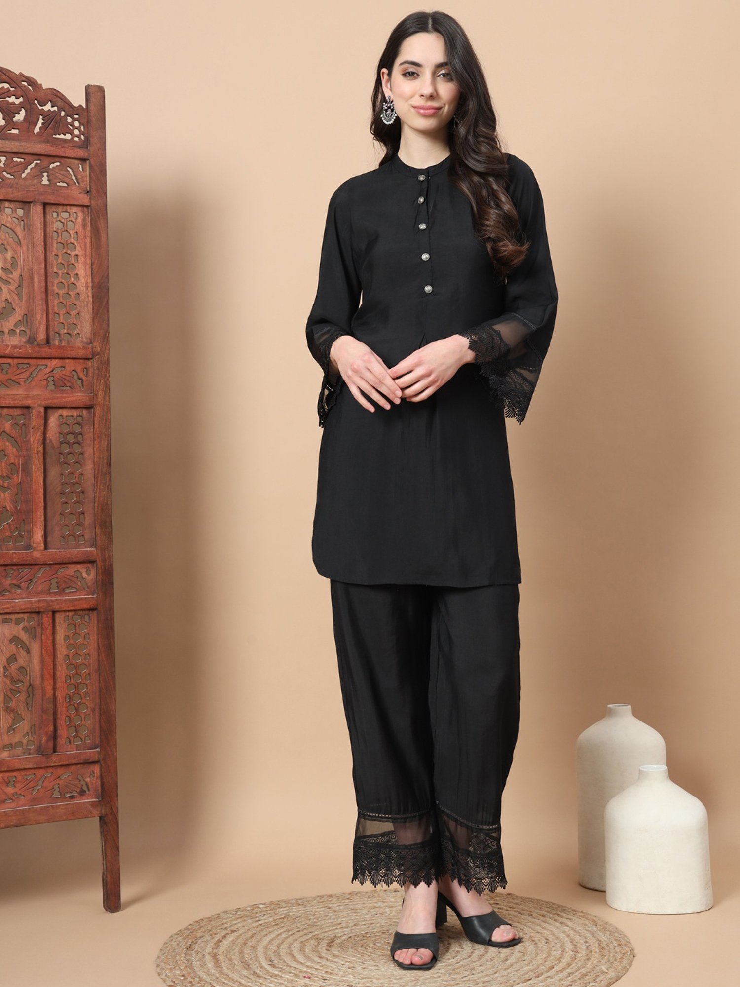 Yufta Black Tunic & Palazzo Set