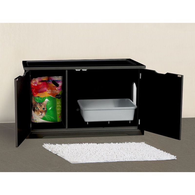 Merry Products Decorative Bench with Enclosed Cat Litter Washroom Box, Black