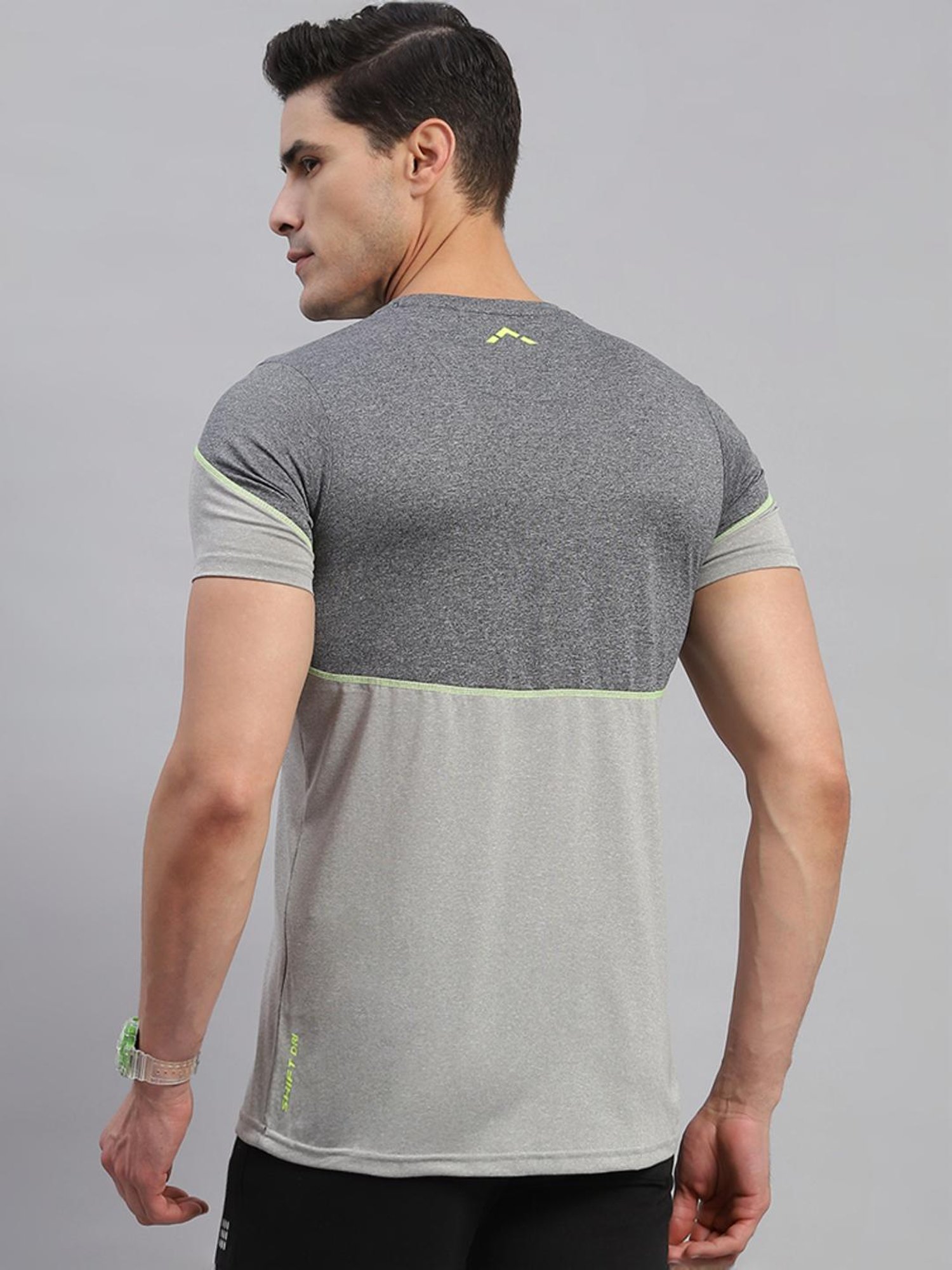 Rock.it Anthera Grey Regular Fit Colour Block T-Shirt