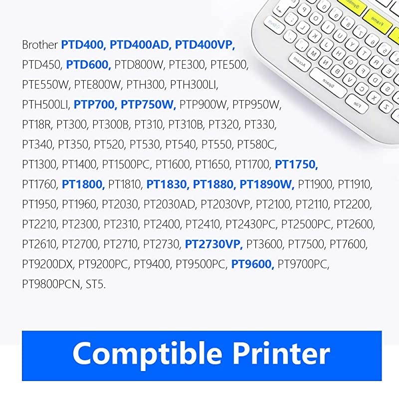 4 Packs  18mm 07 Laminated White Tape Compatible with Brother Label Tape TZe241 TZe241 TZ241 TZ241 for PTouch PTD400 PTD400AD PTD600 Label Maker 34 Inch Black on White