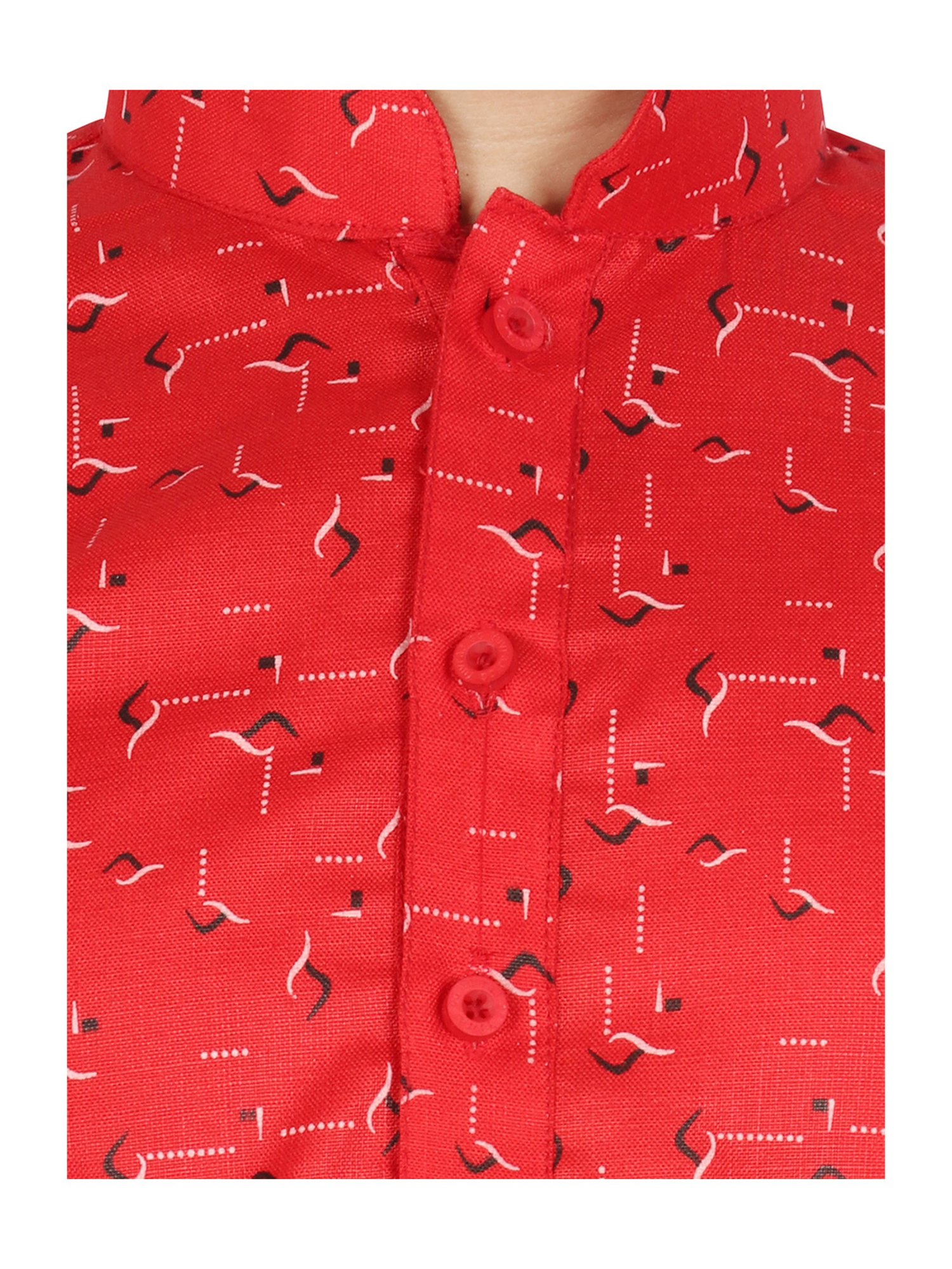 SG Yuvraj Kids Red & White Printed Full Sleeves Kurta with Pyjamas