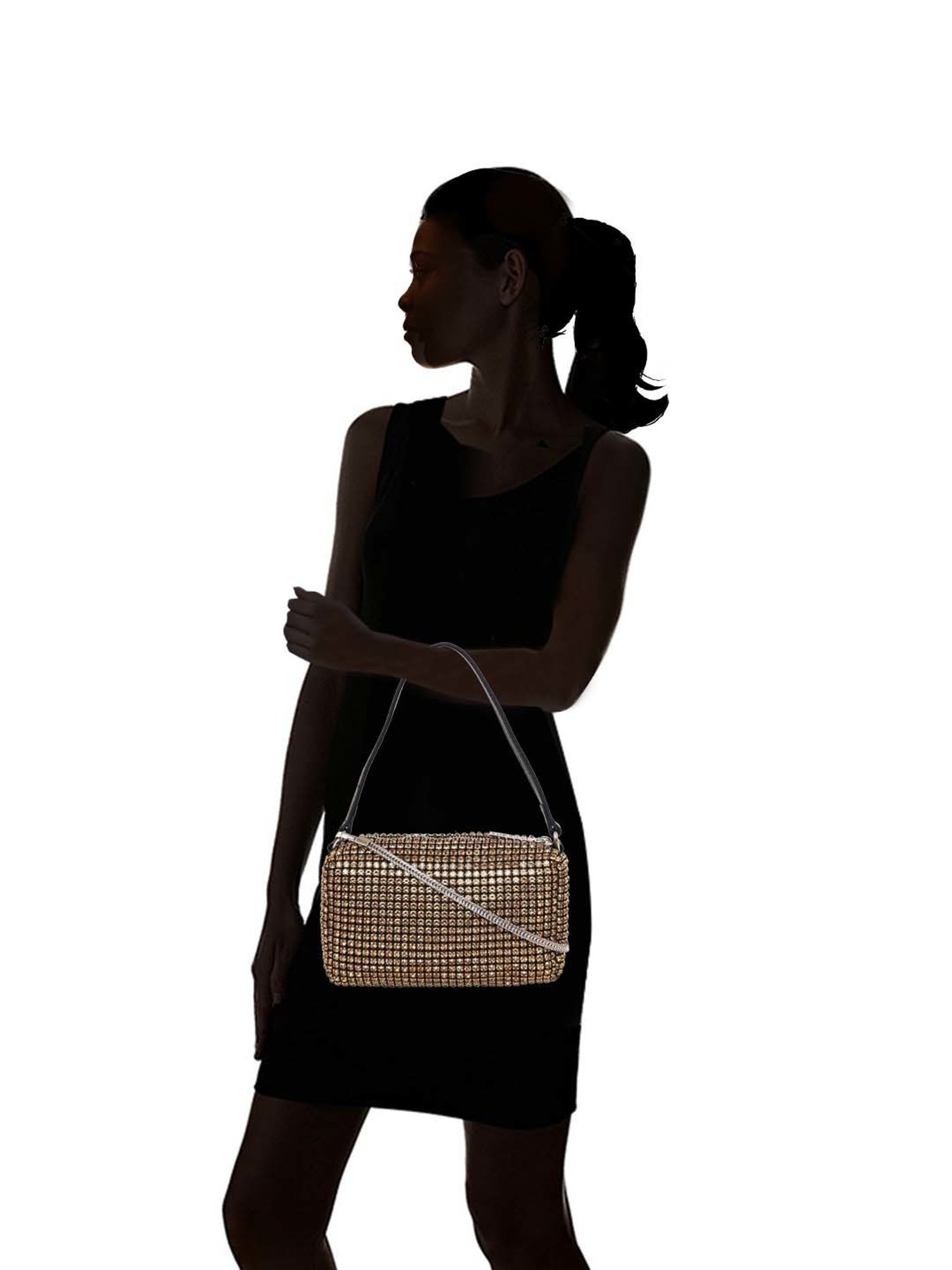 Esbeda Golden Embellished Small Sling Handbag