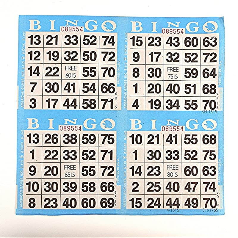 on Blue Bingo Paper Cards 750 sheets 3000 cards
