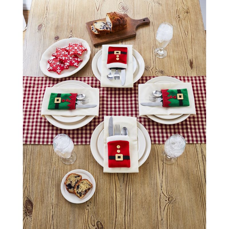 Lakeside Winter Holiday Elf & Santa Flatware Holders - Set of 4