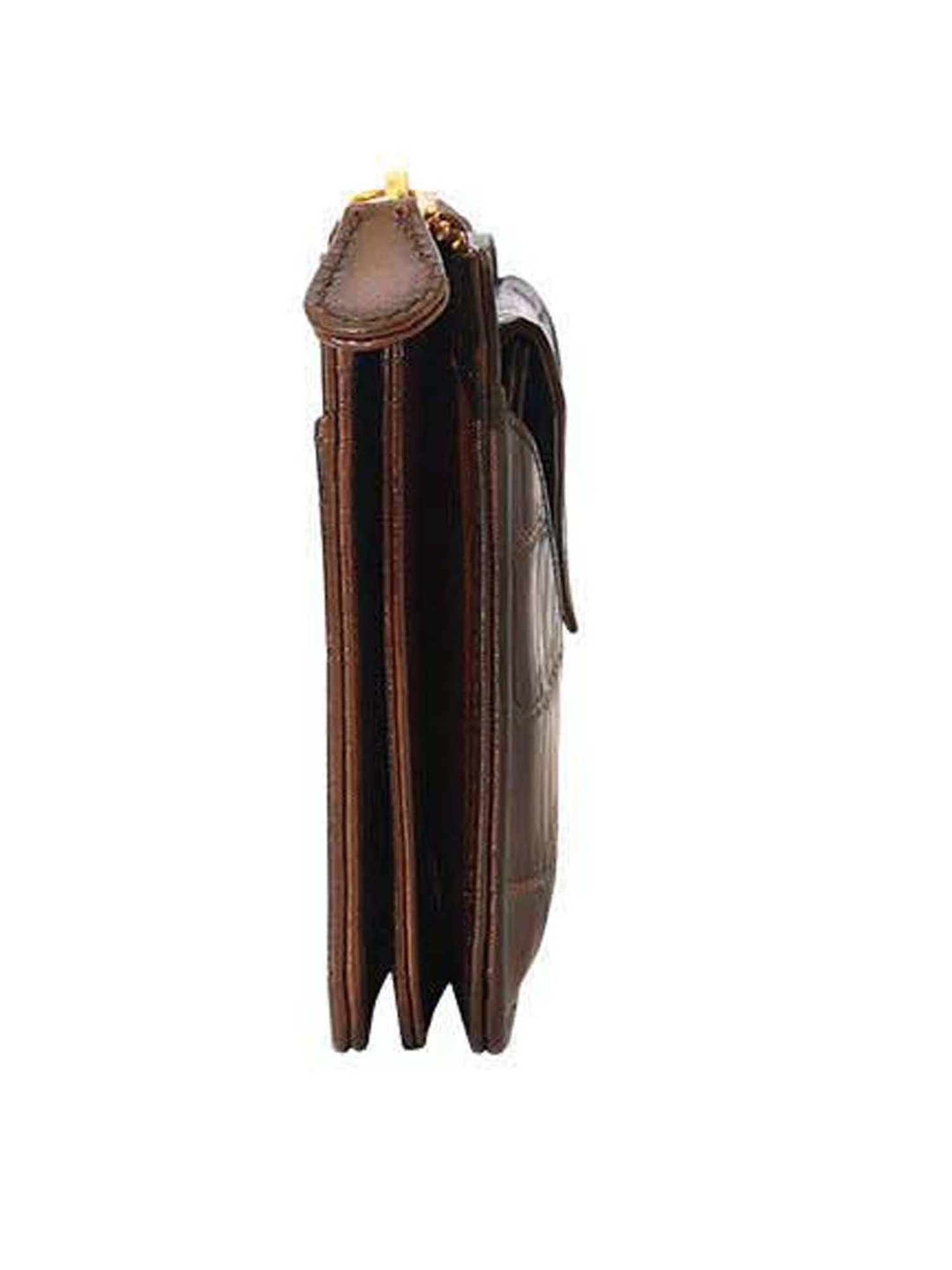 Louis Philippe Brown Casual Leather Money Clip Wallet for Men