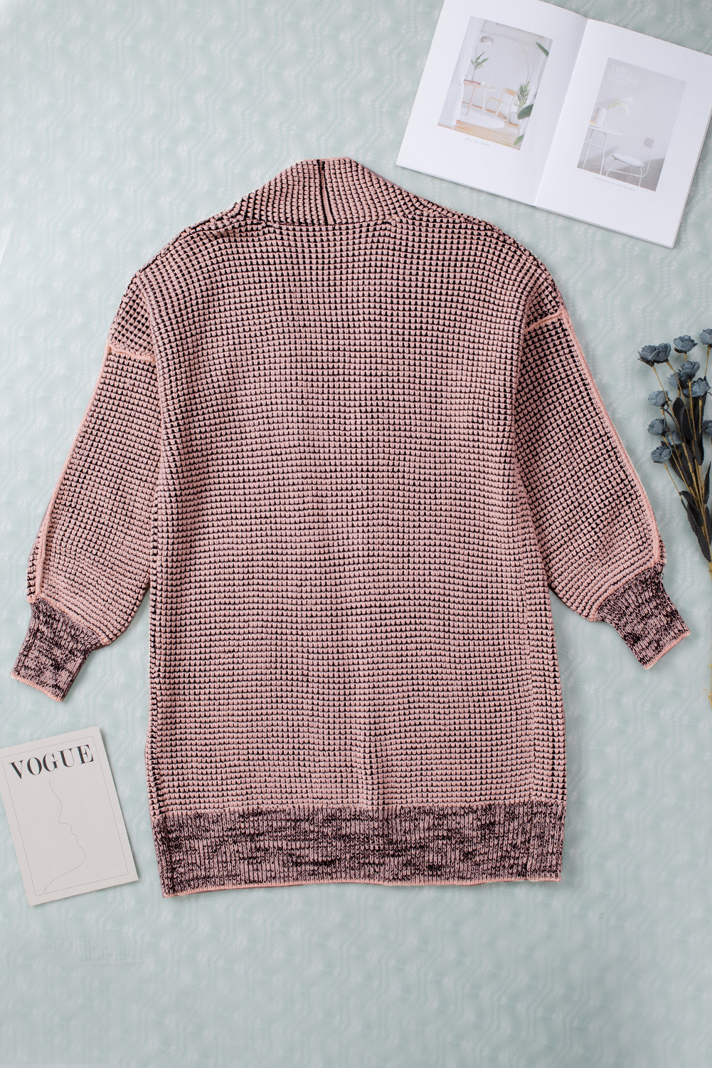 Karen Kane Long Sleeve Asymmetrical Hem Round Neck Sweater