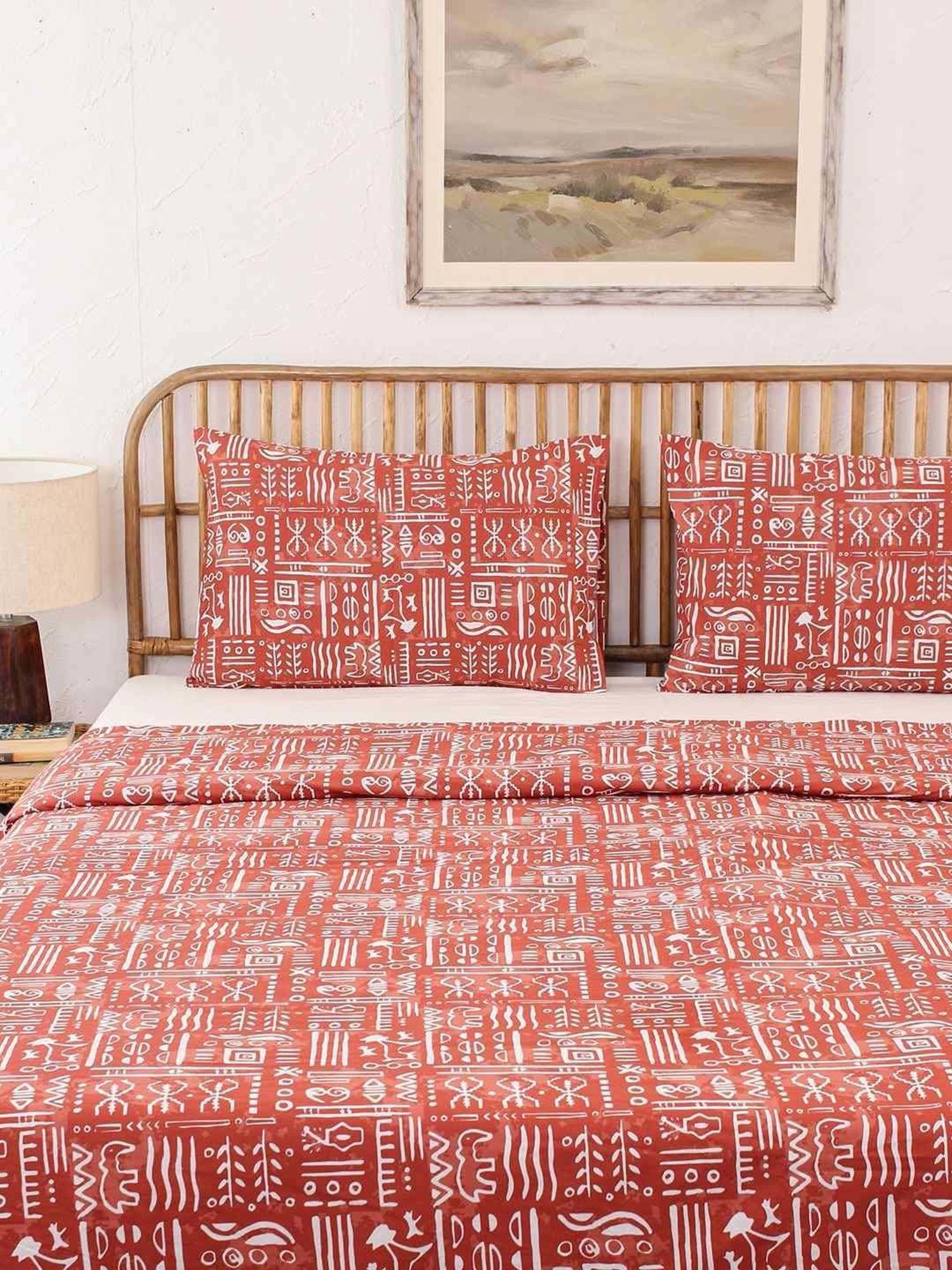 House This Gamathi Rust 150 TC Cotton Double Bedsheet Set