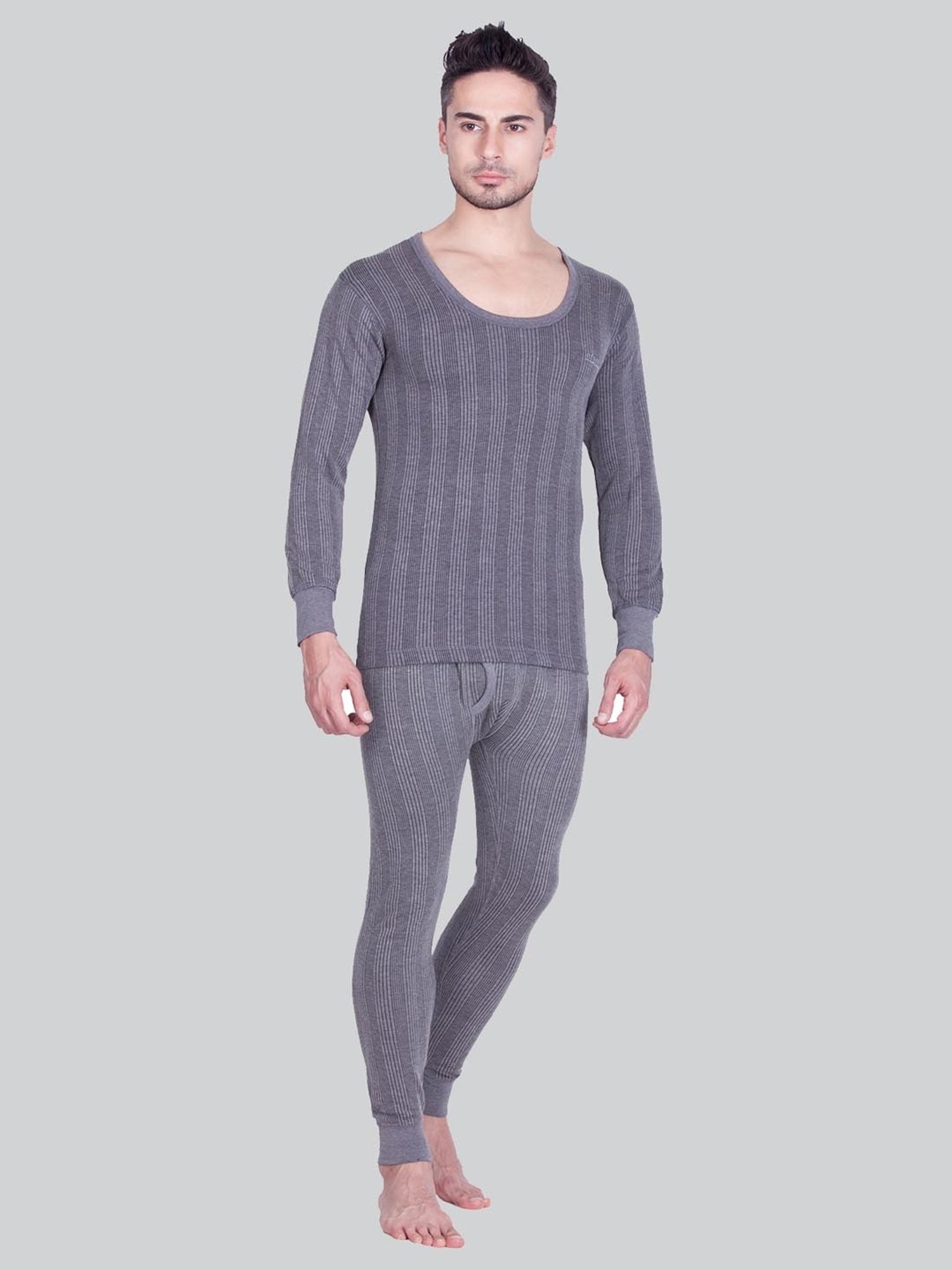 LUX Inferno Charcoal Skinny Fit Striped Thermal Bottoms