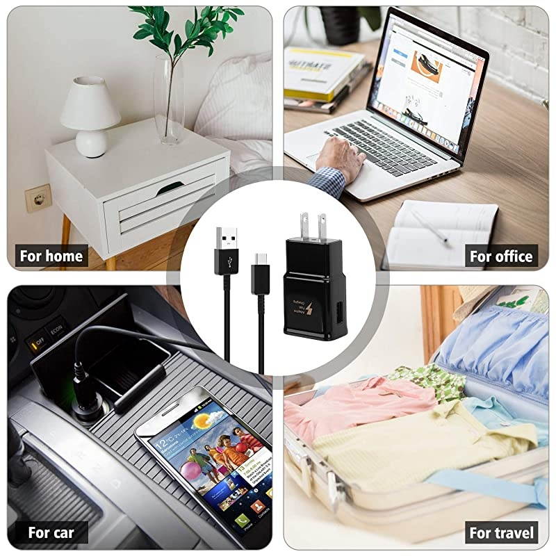 Fast Charger Compatible with Samsung Galaxy s9 s9 Plus s10 s10+ s10e s8 s8 PlusNote 9 Note 8 Active Wall Charger Adapter with USB Type C Cable