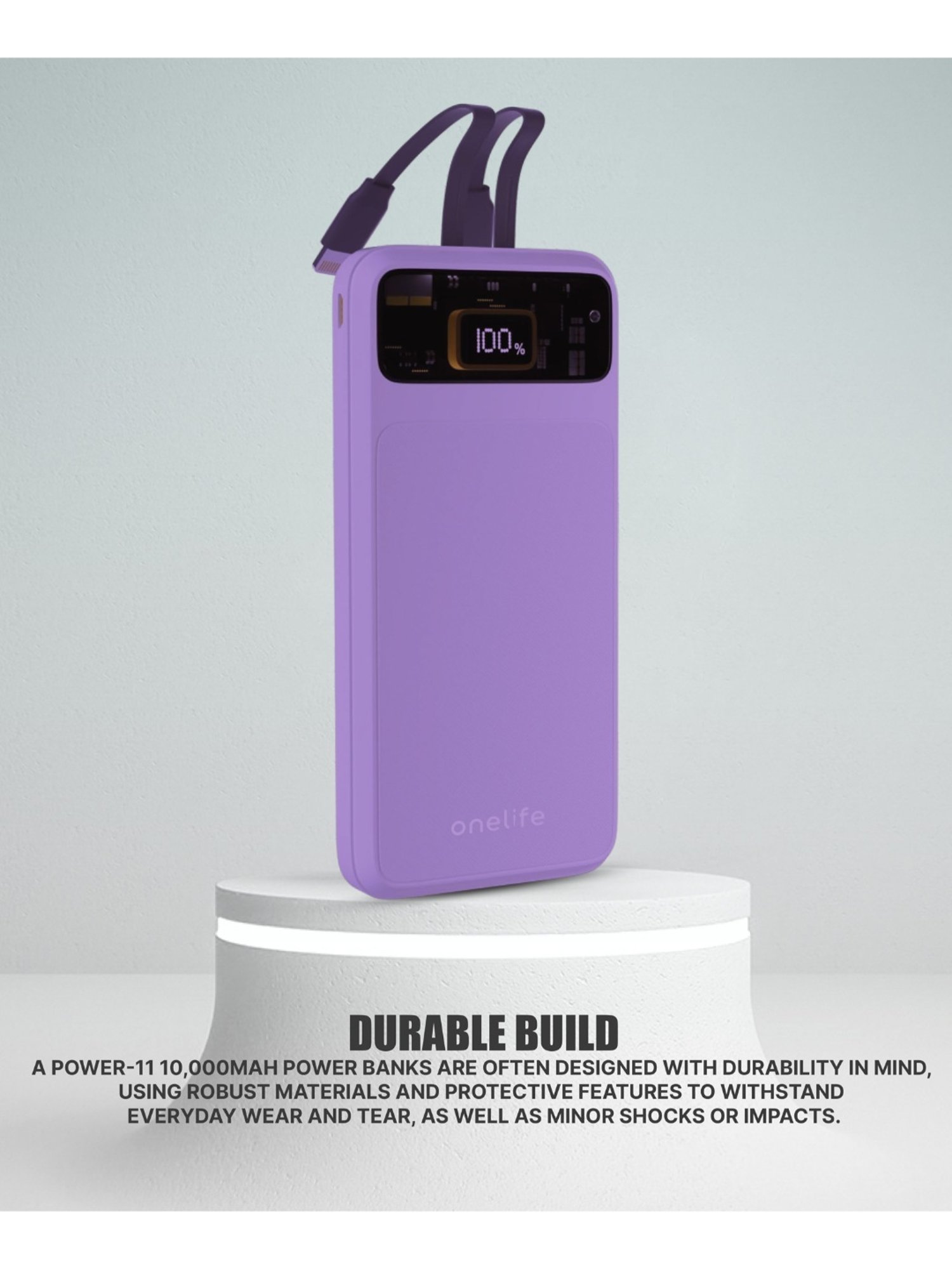 Onelife Power 11, 10000 mAh 30W Fast Charging Power Bank with PD3.0 30W for 2 USB-C Ports (Purple)