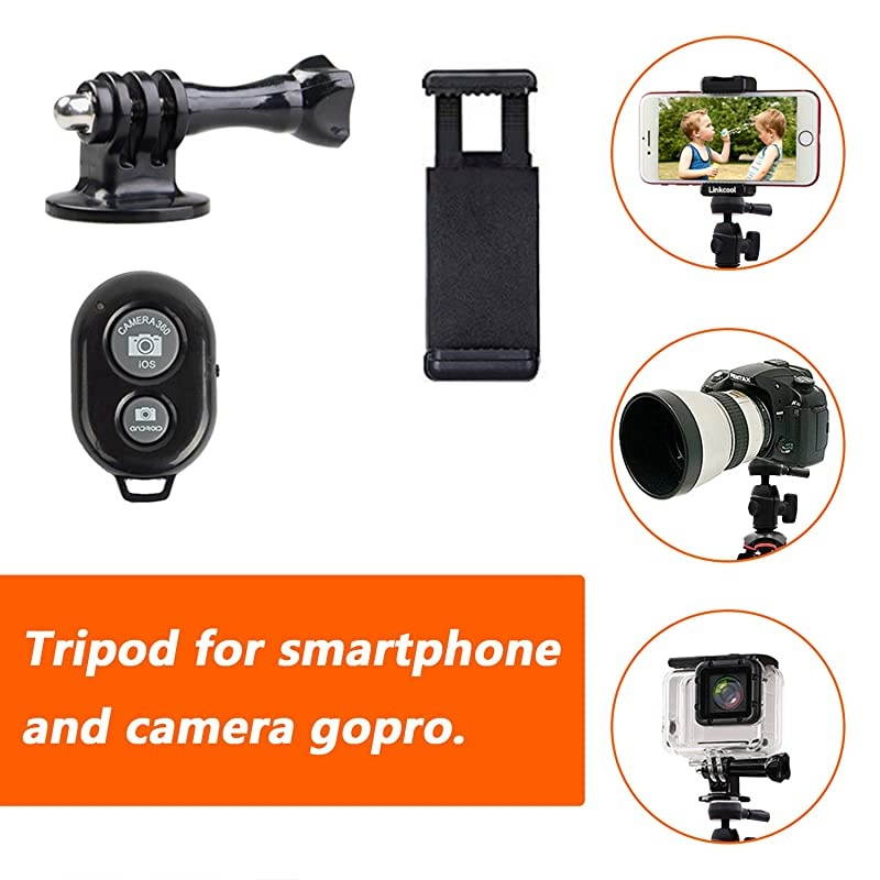 Phone Tripod,  Octopus Phone Tripod Portable and Adjustable Tripod Stand Holder with Universal Clip and Bluetooth Remote Compatible with Most Smartphones, GoPros, and Digital Cameras