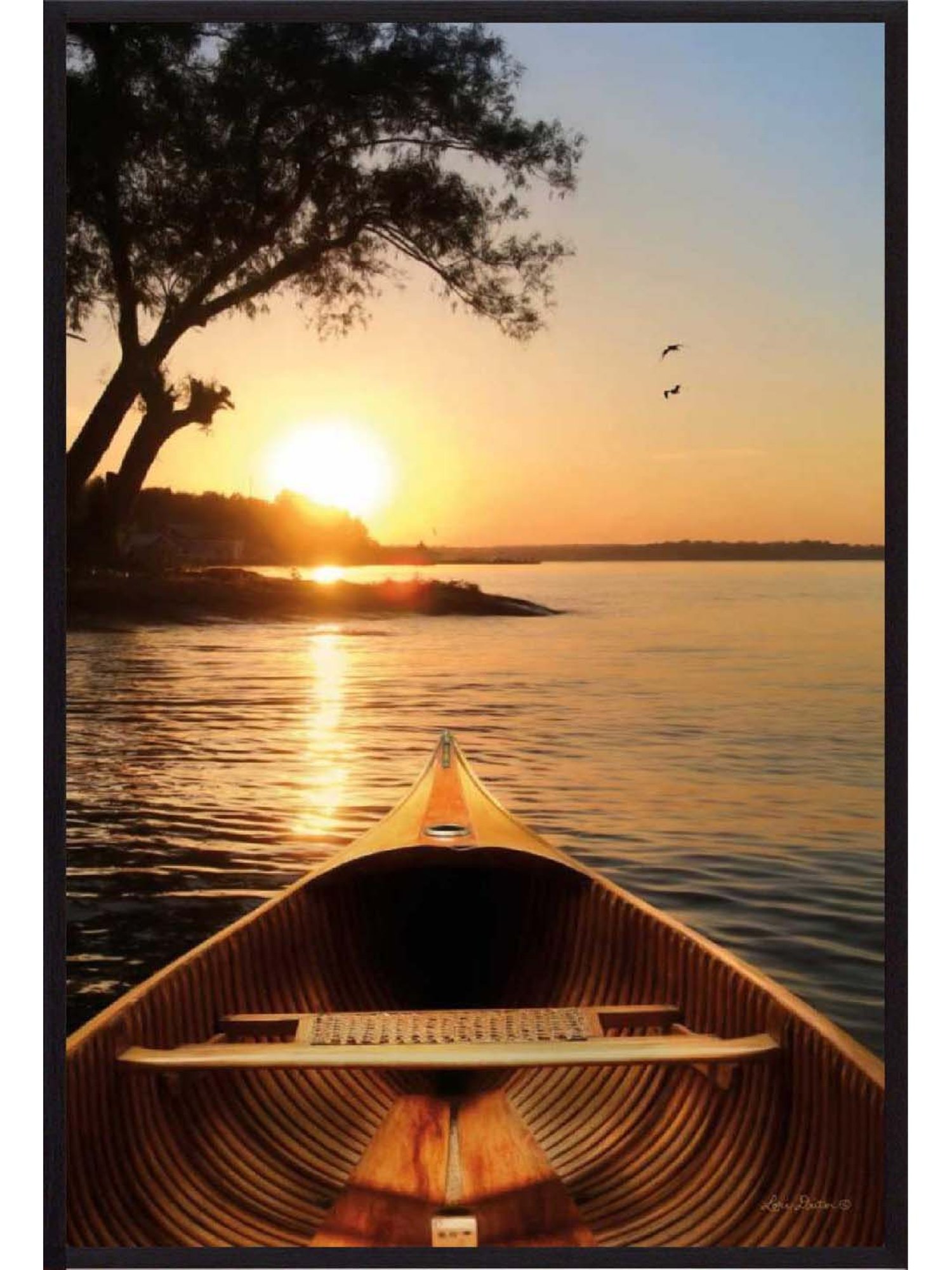 ARTE'VENUE Sunset on the Lake Yellow & Black Canvas Wall Art - Set of 1 (11 X 16 inch)