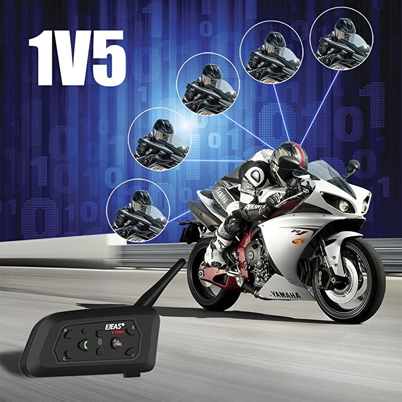 Motorcycle V6 Bluetooth Intercom 1200M Full Duplex Motorbike Snowmobile Helmet Skiing Communication Interphone Headset Waterproof 6 RidersSingle