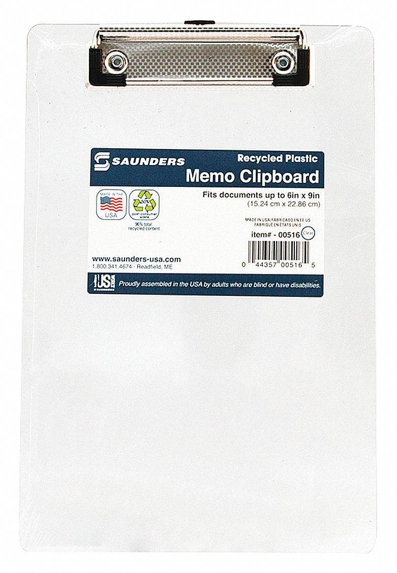 5-1/2" x 8-1/2" Clipboard, Clear SAUNDERS 00516