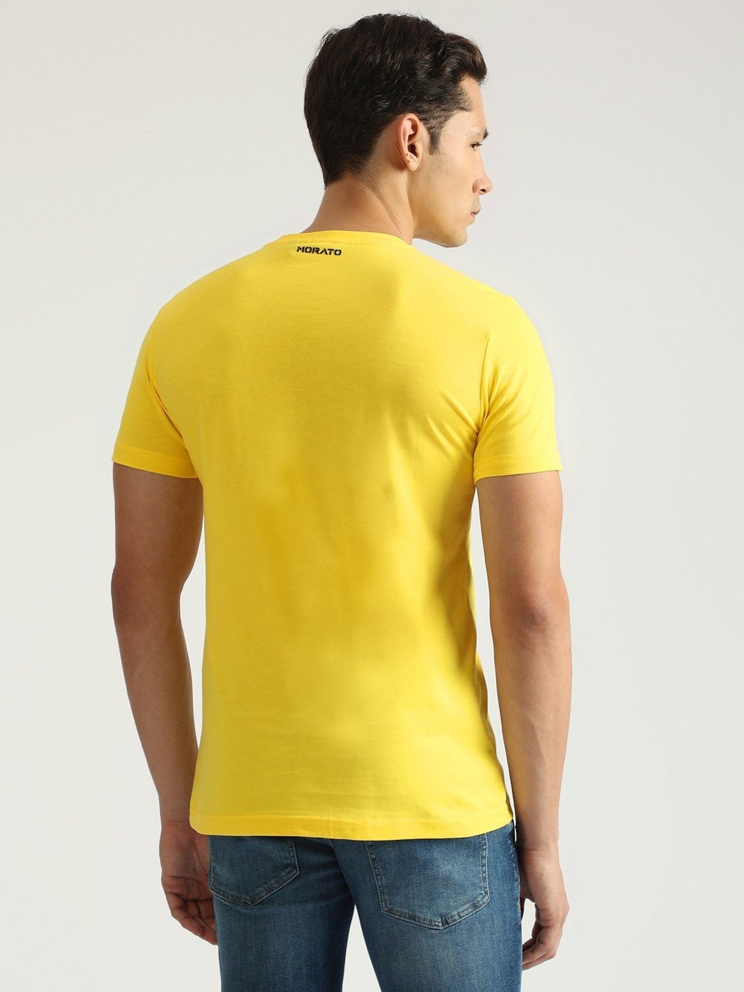 Antony Morato Yellow Pure Cotton Slim Fit Printed T-Shirt