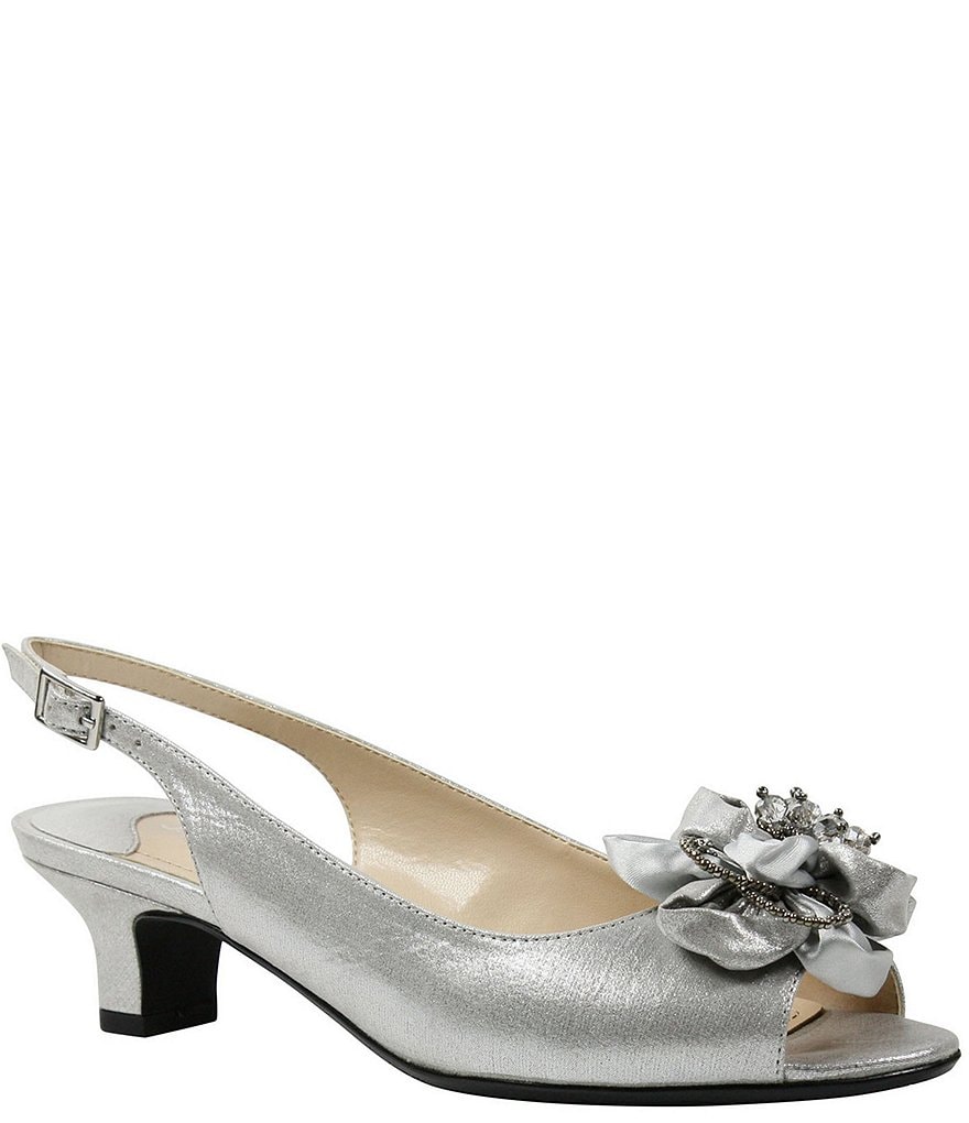 J. Renee Leonelle Embellished Bow Slingback Peep Toe Pumps