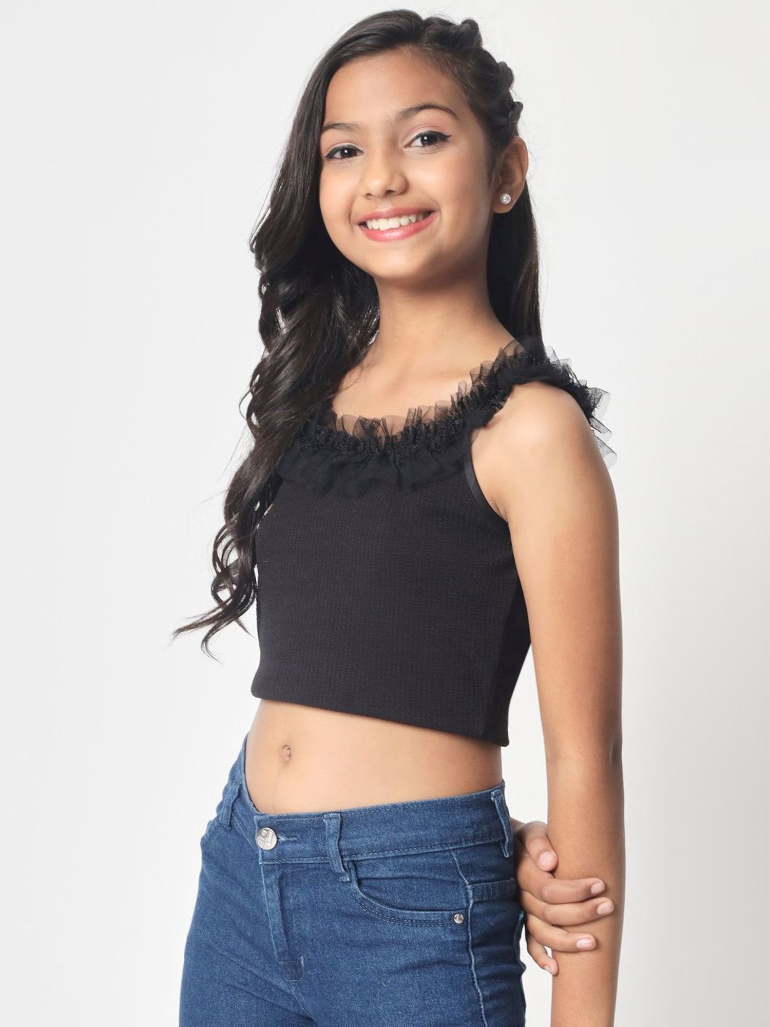 studiorasa Kids Black Embellished Top