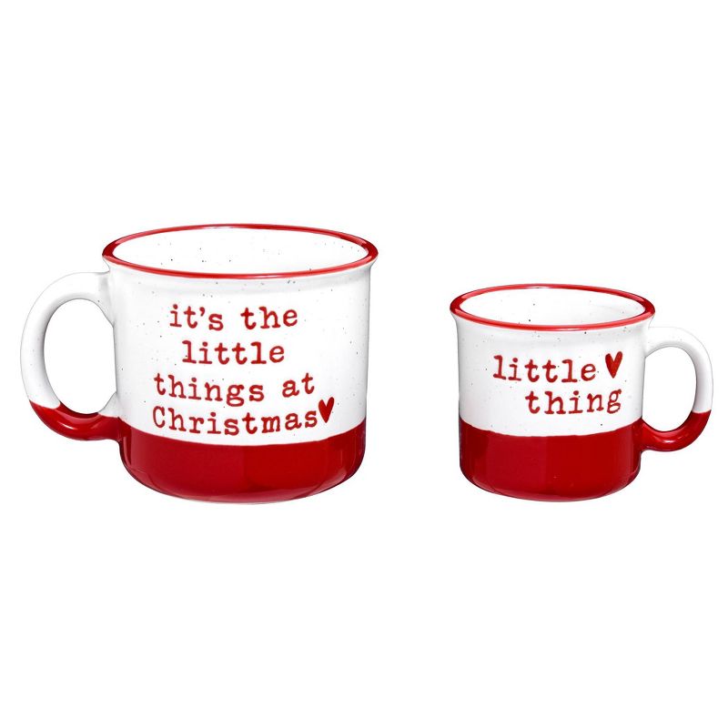 16oz 2pk Ceramic All The Little Things Mommy and Me Mug Set - Peppermint & Pine