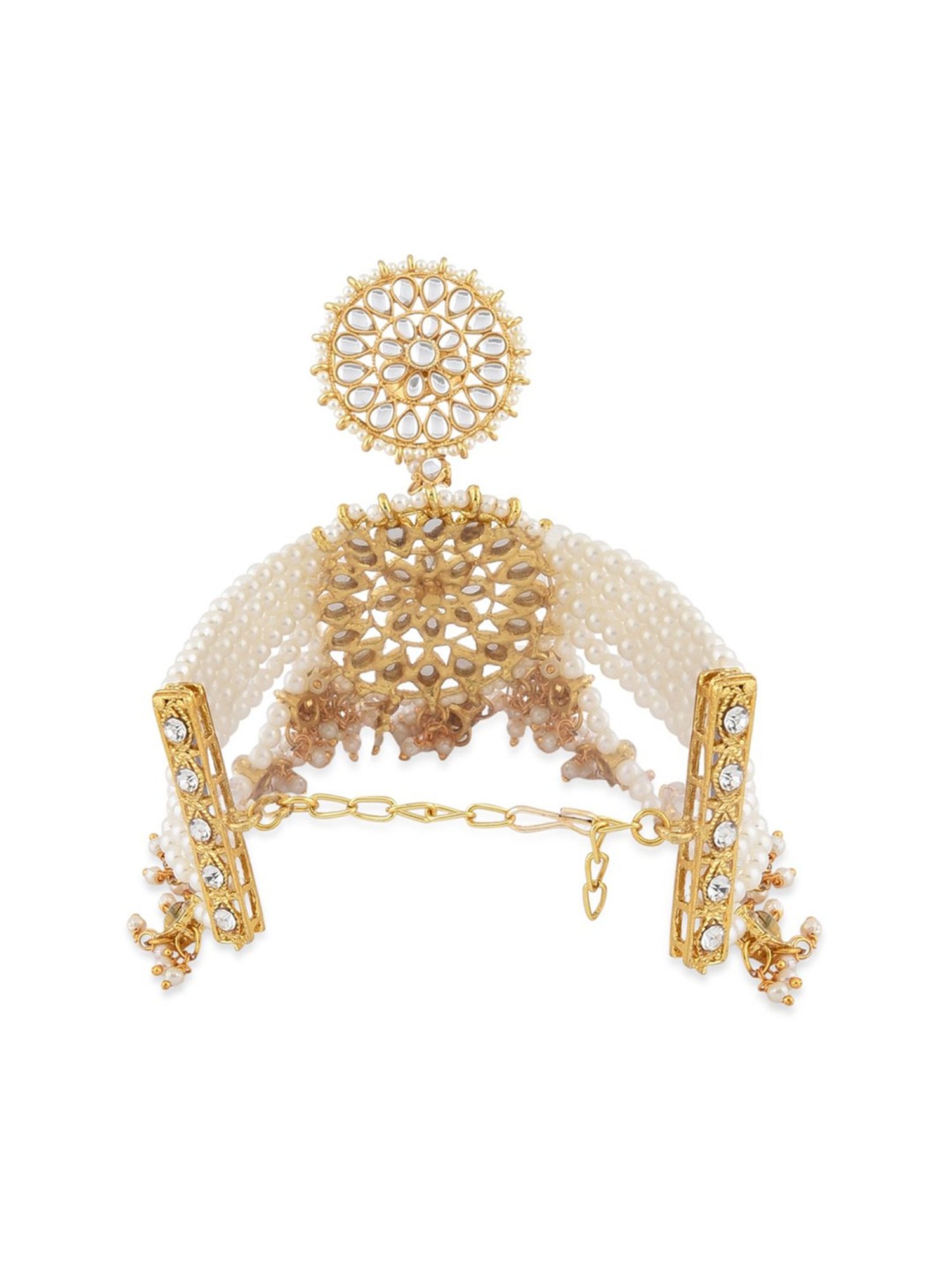 Zaveri Pearls Gold Tone Kundan & Pearls Mesmerising Hand Harness-ZPFK9442