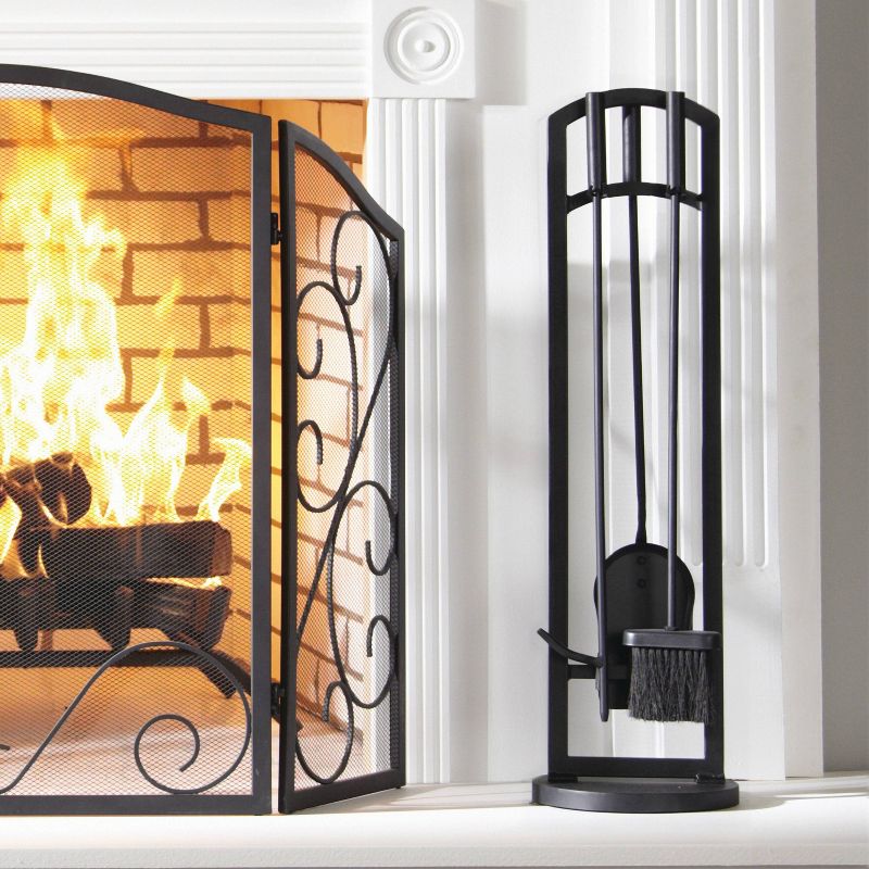 Pleasant Hearth Arched 4Pc Fireplace Toolset Black