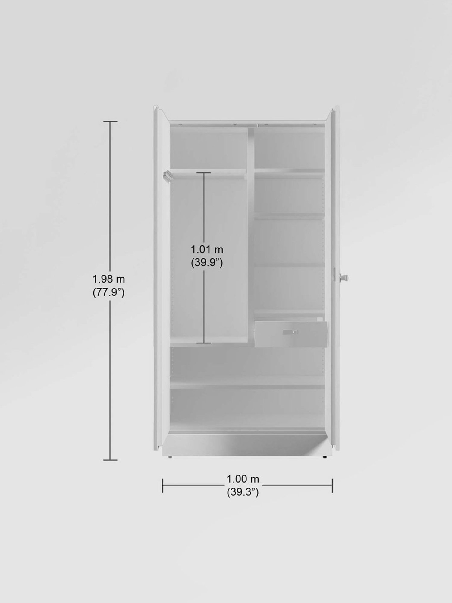 Godrej Interio Auraline Women Basic 2-Door Almirah, Textured Bond White (1-Year Warranty, 1 Drawer)