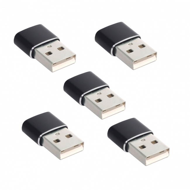 Xiwai Black 5pcs/lot USB-C Type C Female to USB 2.0 A Male Data Adapter Light Size for Laptop Tablet Phone