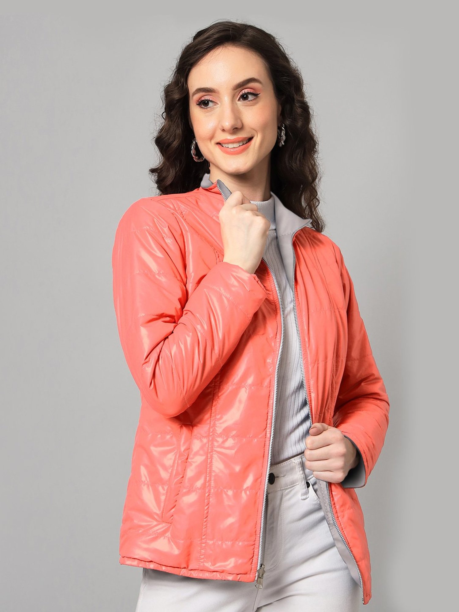 PURYS Coral & Grey Reversible Jacket