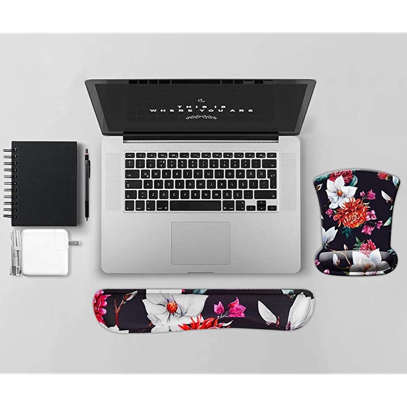Keyboard Wrist Rest Pad and Mouse Wrist Rest Support Mouse Pad Set Galaxy Cute Memory Foam Non Slip Gel Wrist Rest Mouse Pad for GamingWorkingOffice Home Set6