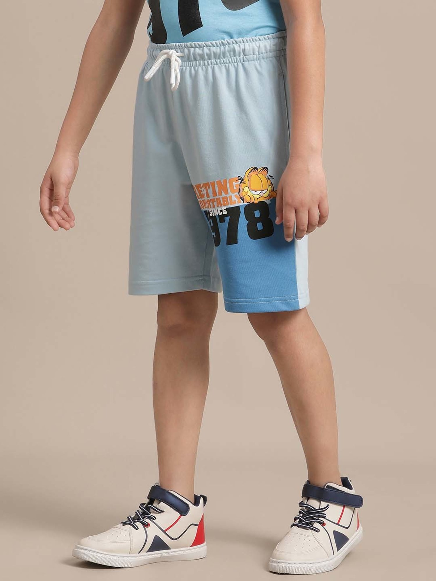 Kidsville Blue Cotton Printed Shorts