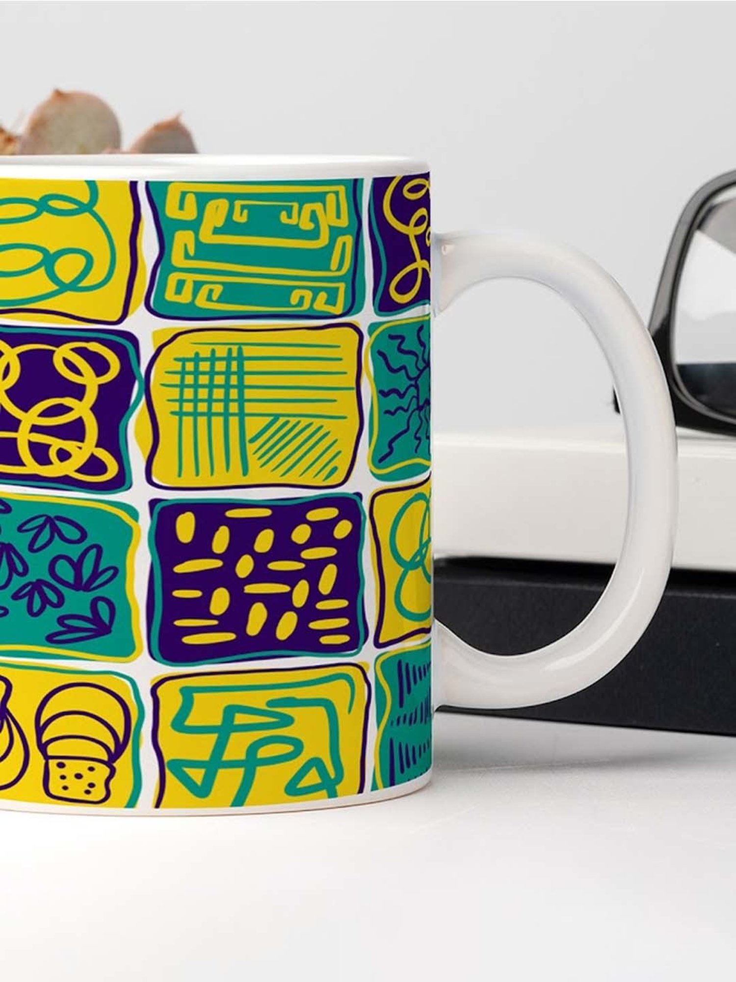 Nestroots White & Green Stoneware Painter'S Palette Coffee Mug (0.325 L)