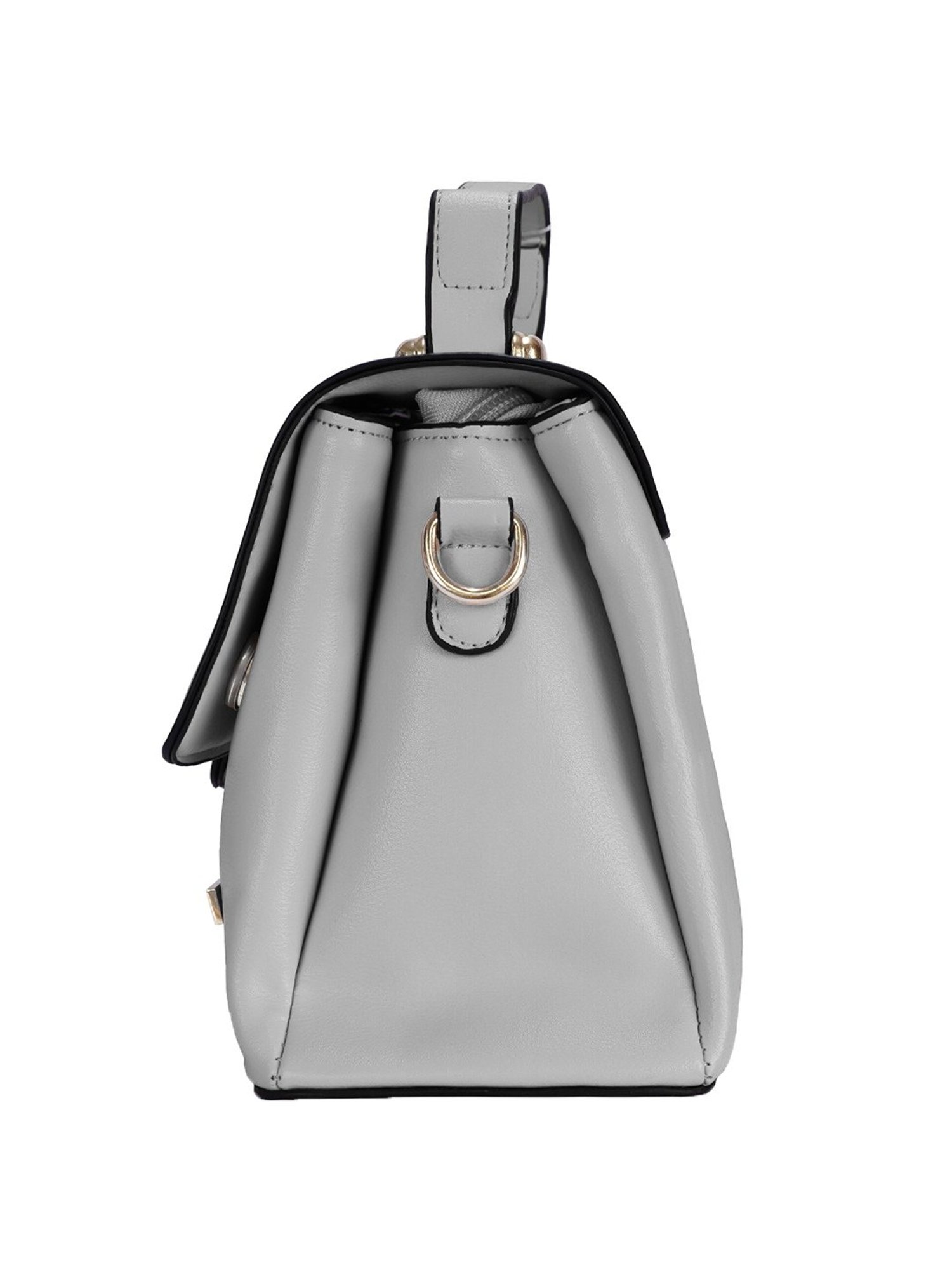 Luvoksi Grey Solid Medium Satchel Handbag