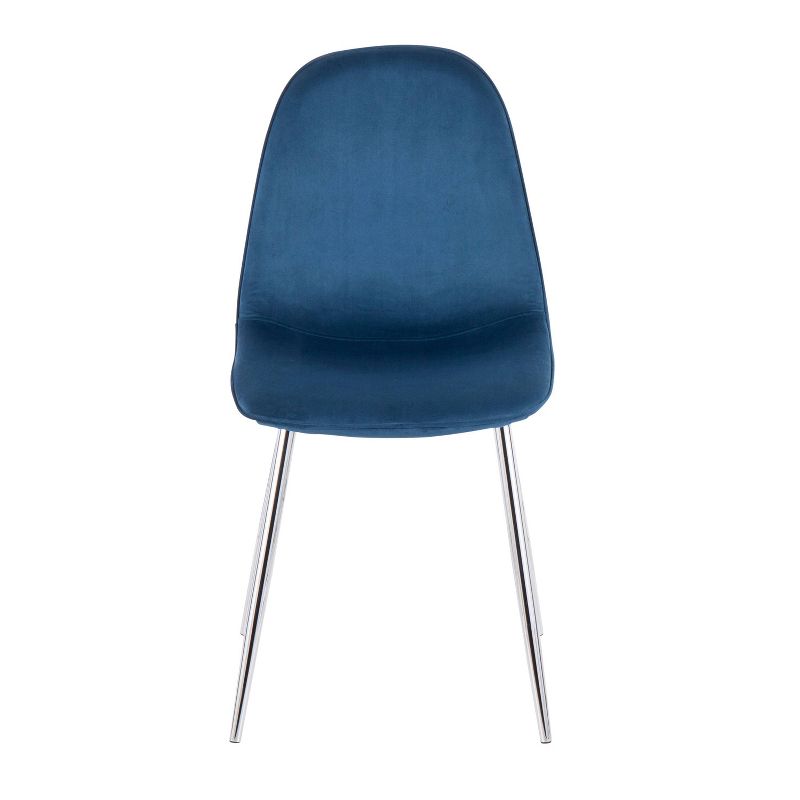 Set of 2 Pebble Contemporary Dining Chairs Chrome/Blue - LumiSource