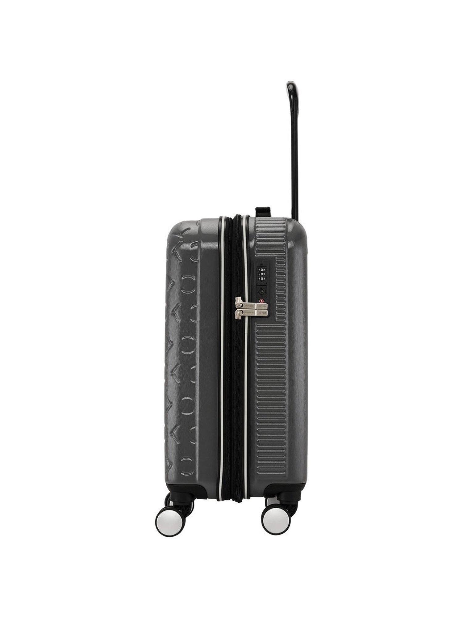 CALVIN KLEIN FLY CONTROL Grey 8 wheels Small Hard Cabin Trolley Bag